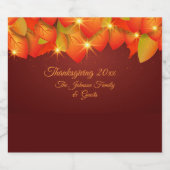 Matching Thanksgiving Oranje Leaf Name Year Champa Sparkling Wijnetiket (Enkel label)