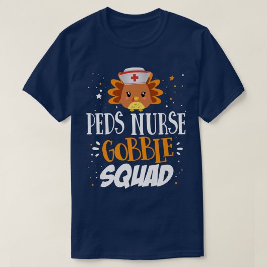 Matching Thanksgiving PEDS Nurse Gobble Squad Pedi T-shirt (Design voorkant)