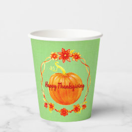 Matching Thanksgiving Pumpkin on Green Papieren Bekers