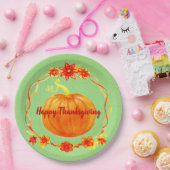 Matching Thanksgiving Pumpkin on Green Papieren Bordje (Feest)