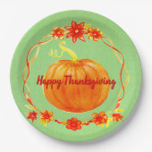 Matching Thanksgiving Pumpkin on Green Papieren Bordje (Voorkant)