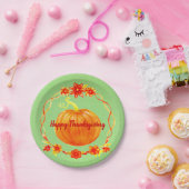 Matching Thanksgiving Pumpkin op Green 7" Papieren Bordje (Feest)