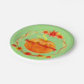 Matching Thanksgiving Pumpkin op Green 7" Papieren Bordje (Gekanteld)