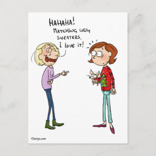 Matching Ugly Sweaters Briefkaart