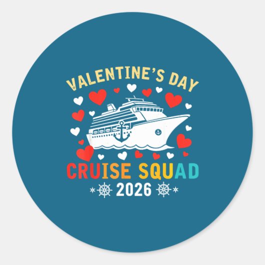 Matching Valentines Cruise Squad 2026 Cruise Ship  Ronde Sticker (Voorkant)