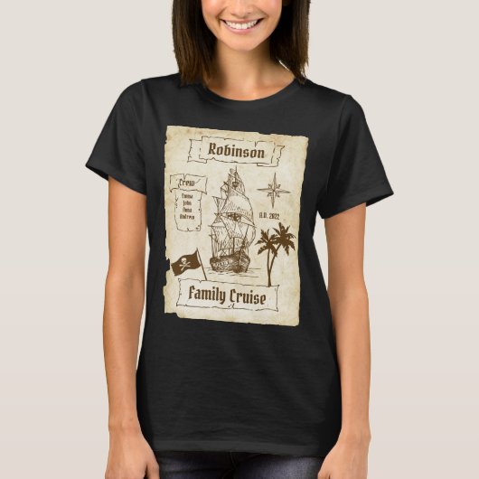Matching van de piratenkaart van de familie t-shirt (Voorkant)