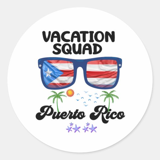 Matching van vakantieteams voor Puerto Rico Ronde Sticker (Voorkant)