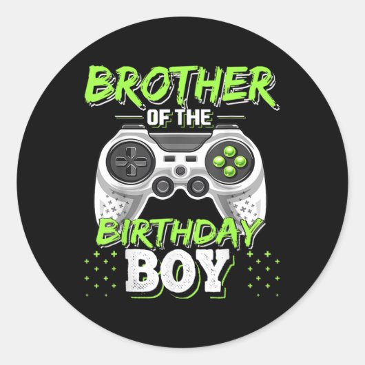 Matching Video Game Birthday Brother Of The Birthd Ronde Sticker (Voorkant)
