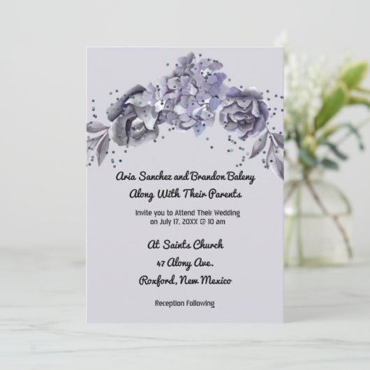 Matching Wedding Invitation Slate BlueInvitation Kaart (Staand voorkant)