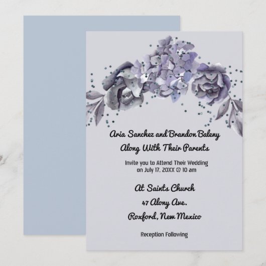 Matching Wedding Invitation Slate BlueInvitation Kaart (Voorkant / Achterkant)