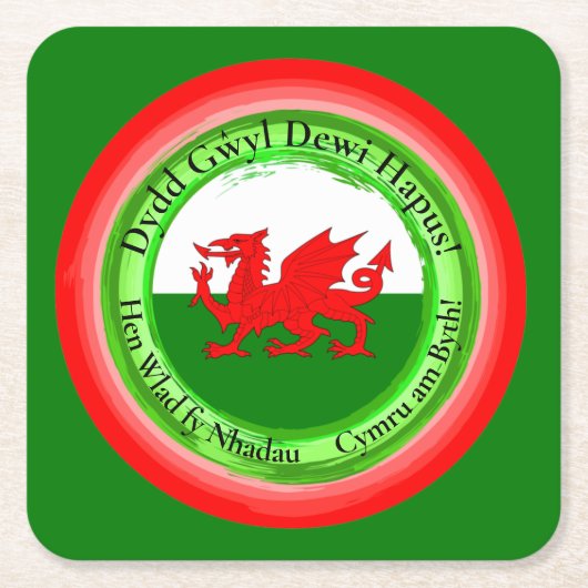Matching Welsh Dragon St David's Day bewerken Kartonnen Onderzetters (Voorkant)