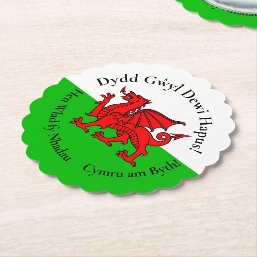 Matching Welsh Dragon St David's Day Kartonnen Onderzetters (Gekanteld)