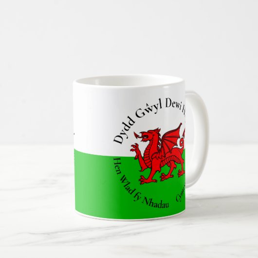 Matching Welsh Dragon St David's Day Koffiemok (Voorkant rechts)