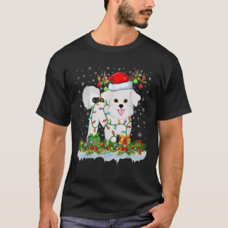 Matching Xmas Lighting Santa Bichon Frise Dog Chri T-shirt