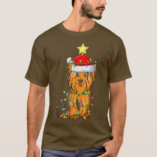 Matching Yorkshire Terrier Chri over de kerstboom T-shirt