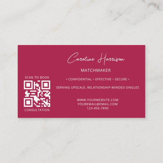 Matchmaker Dating Service QR Code Rood Hart Modern Visitekaartje (Achterkant)