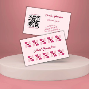 Matchmaker Dating Service Red Pink Hearts QR-code Visitekaartje