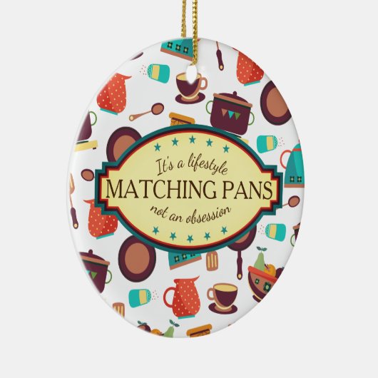 Matchpannen obsessie met kerstversiering keramisch ornament (Rechts)