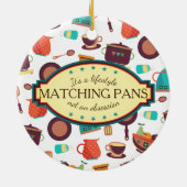 Matchpannen obsessie met kerstversiering keramisch ornament (Achterkant)