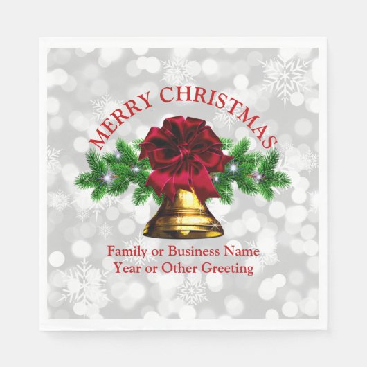 Matchset Gold Bell Red Bow-kerstlunch Servet (Voorkant)
