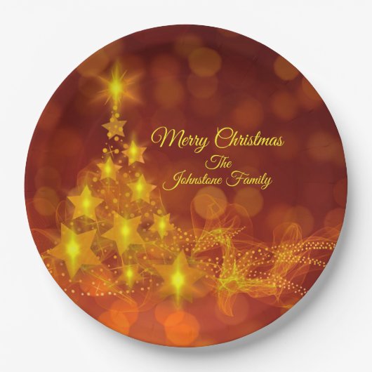 Matchset Gold Stars Tree Change Name 9" Papieren Bordje (Voorkant)