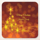 Matchset Gold Stars Tree Naam wijzigen Kartonnen Onderzetters (Voorkant)