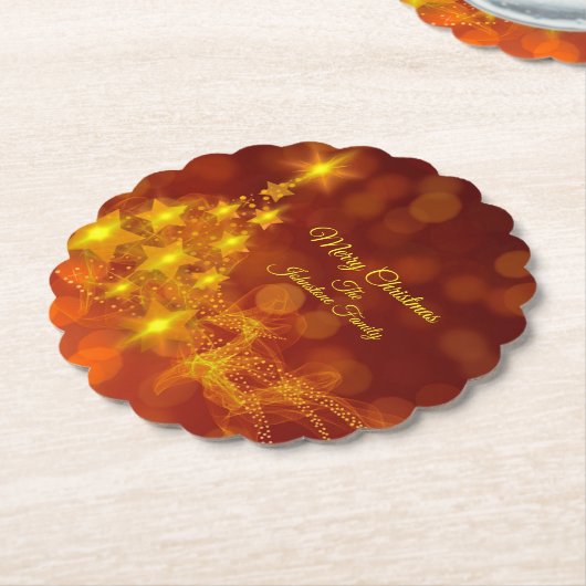 Matchset Gold Stars Tree Naam wijzigen Kartonnen Onderzetters (Gekanteld)