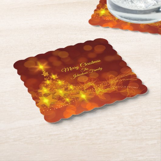 Matchset Gold Stars Tree Naam wijzigen Kartonnen Onderzetters (Gebogen)