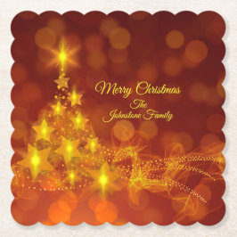 Matchset Gold Stars Tree Naam wijzigen Kartonnen Onderzetters