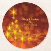 Matchset Gold Stars Tree Naam wijzigen Ronde Kartonnen Onderzetter (Voorkant)