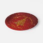 Matchset kerstrood goud met structuur Naam 7" Papieren Bordje (Gekanteld)