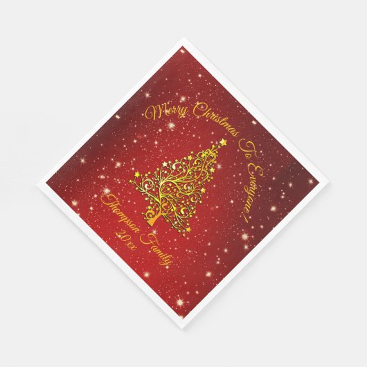 Matchset kerstrood goud, naam lunch servet (Hoek)
