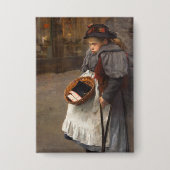 Matchstick Meisje Arme Straat Urchin Stadsarmoede Button (Voorkant)