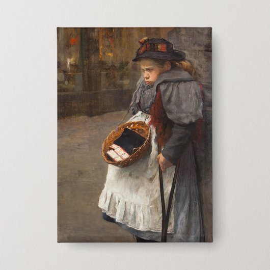 Matchstick Meisje Arme Straat Urchin Stadsarmoede Button (Voorkant)