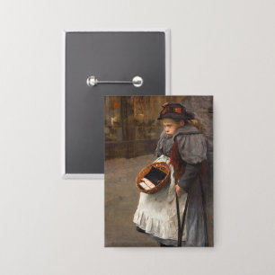 Matchstick Meisje Arme Straat Urchin Stadsarmoede Button