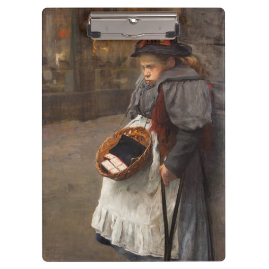 Matchstick Meisje Arme Straat Urchin Stadsarmoede Klembord (Voorkant)