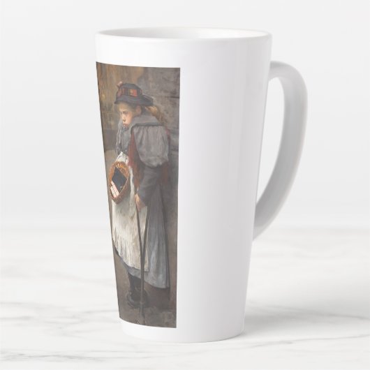 Matchstick Meisje Arme Straat Urchin Stadsarmoede Latte Mok (Rechterhoek)