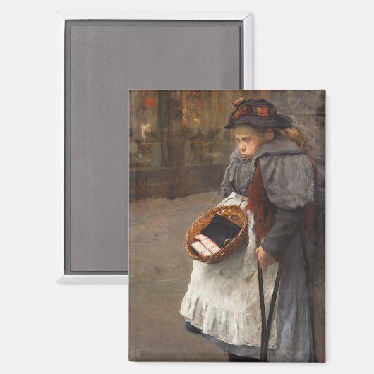 Matchstick Meisje Arme Straat Urchin Stadsarmoede Magneet (Voorkant / Achterkant)