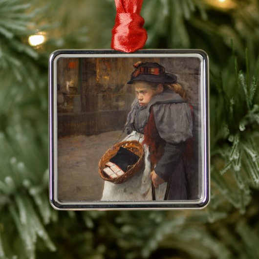 Matchstick Meisje Arme Straat Urchin Stadsarmoede Metalen Ornament (Boom)