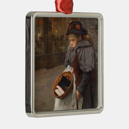 Matchstick Meisje Arme Straat Urchin Stadsarmoede Metalen Ornament (Rechts)