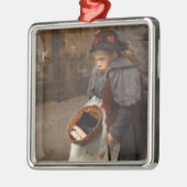 Matchstick Meisje Arme Straat Urchin Stadsarmoede Metalen Ornament (Links)