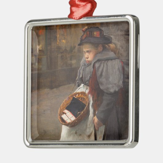 Matchstick Meisje Arme Straat Urchin Stadsarmoede Metalen Ornament (Links)