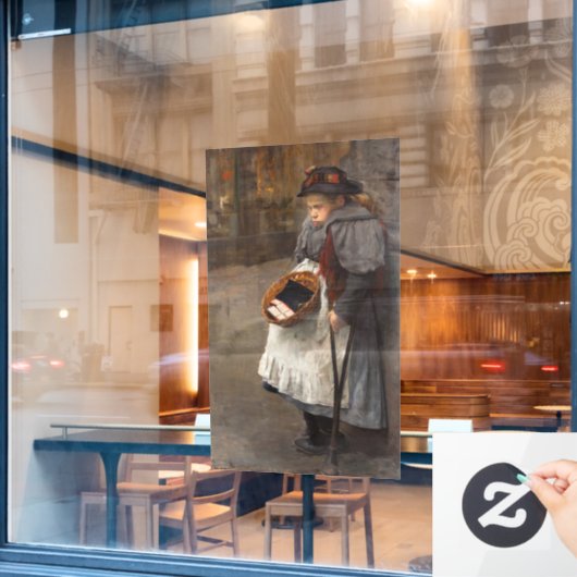 Matchstick Meisje Arme Straat Urchin Stadsarmoede Raamsticker (Cafe Raam)