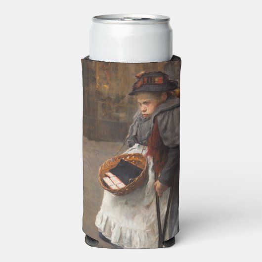 Matchstick Meisje Arme Straat Urchin Stadsarmoede Seltzer Blikjeskoeler (Seltzer Voorkant)