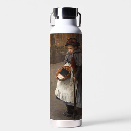 Matchstick Meisje Arme Straat Urchin Stadsarmoede Waterfles (Voorkant)