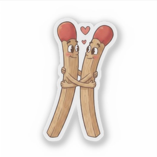 Matchstick Valentine's Day Sticker (Voorkant)