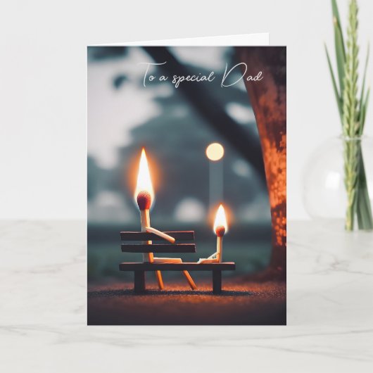 Matchsticks op een bank voor Vaderdag Kaart (Voorkant)