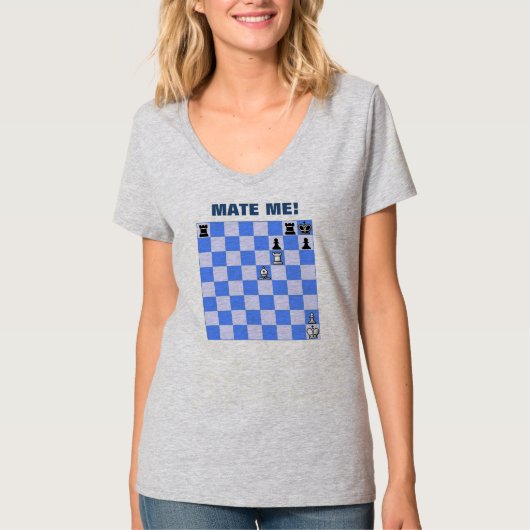 Mate Me Chess Motif T-Shirt (Voorkant)
