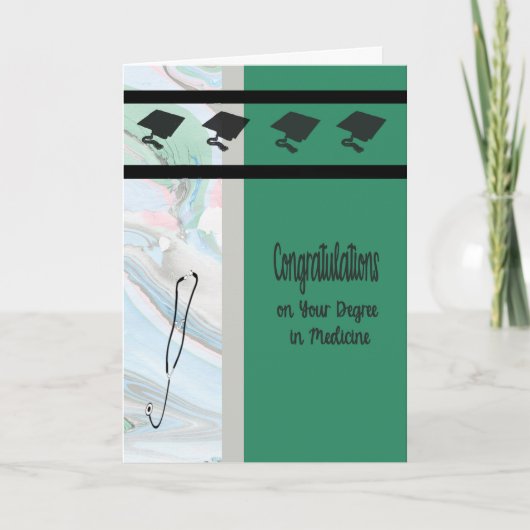 Mate van geneeskunde, groen met Petten en stethosc Kaart (Voorkant)