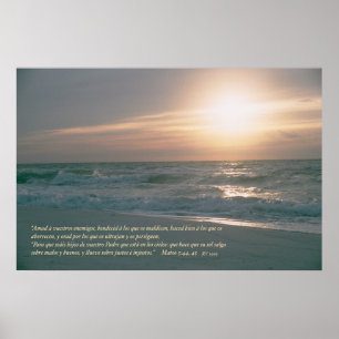 Mateo 5: 44, 45 con Salida del Sol Poster